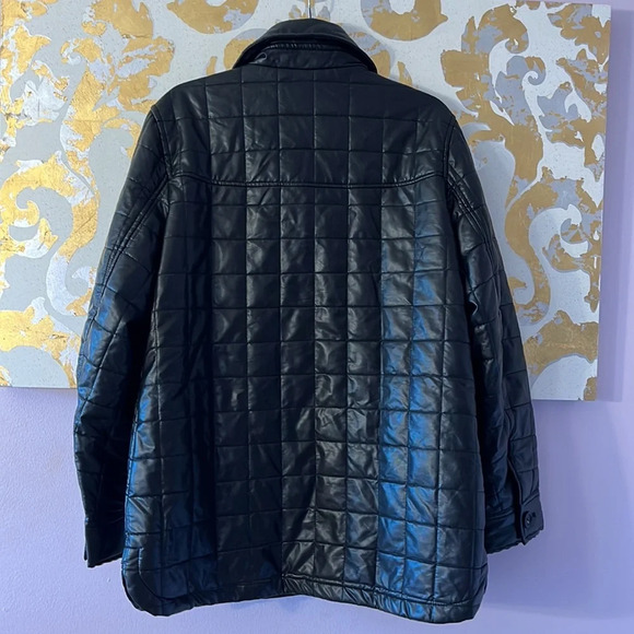 Sam Edelman Size Large Black Faux Leather Quilted Jacket‎ - Picture 5 of 12
